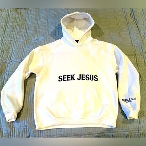 Seek Jesus White Hoodie Sweatshirt